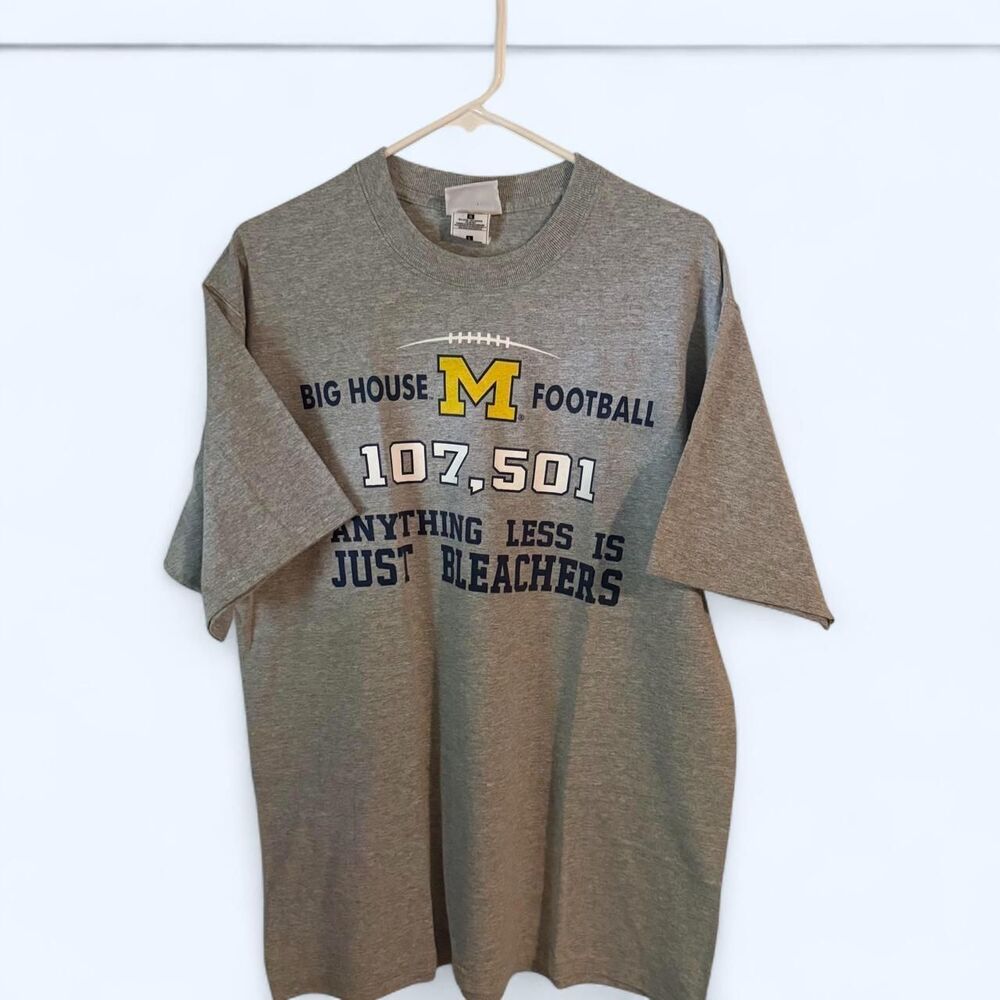 Vintage 90s University of Michigan Big House Football Stadium Tee L